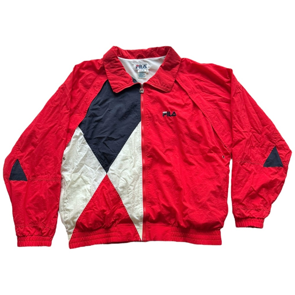 Fila Vintage Track Jacket Full Zip Big Logo Embroidered Color Block size M/L